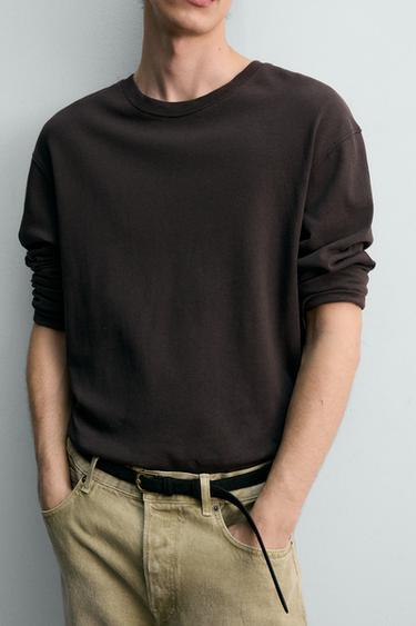 COTTON/LINEN T-SHIRT - Brown by Zara - Image 5