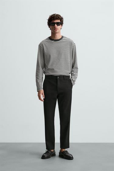 COMFORT TEXTURED CHINO TROUSERS - Black by Zara