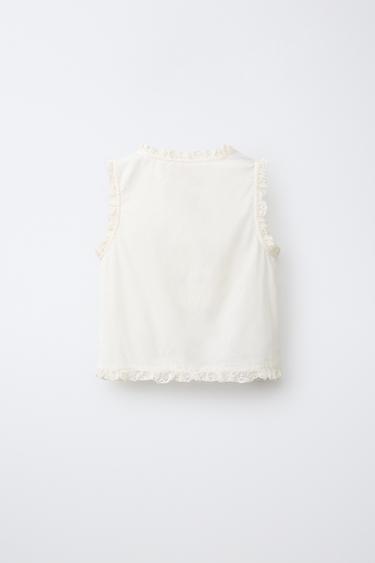 BLOUSE BRODERIES ET DENTELLE - Écru de Zara - Image 1