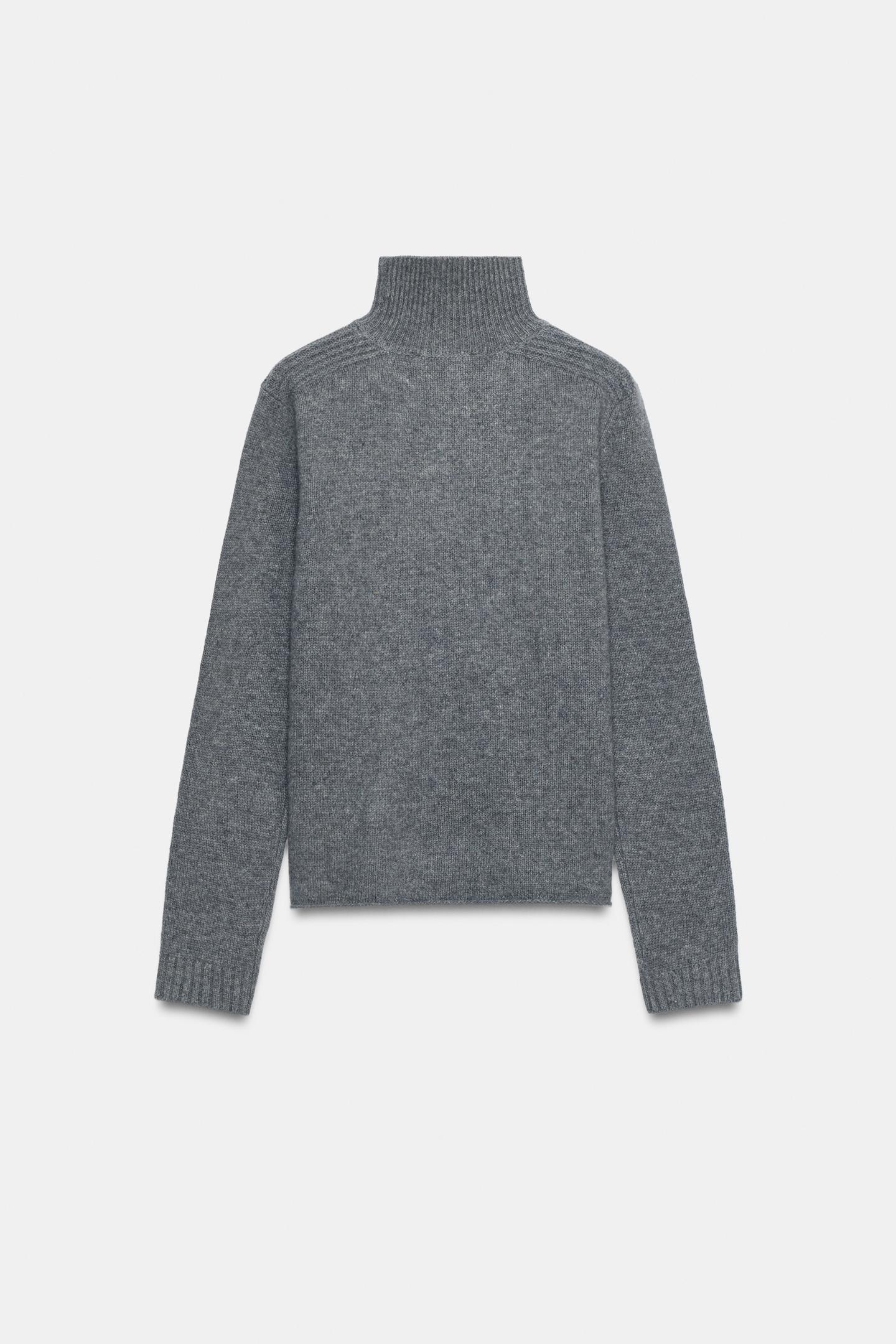 Женский свитер Zara 100% Wool High-Neck, цвет: Серый — фото 7
