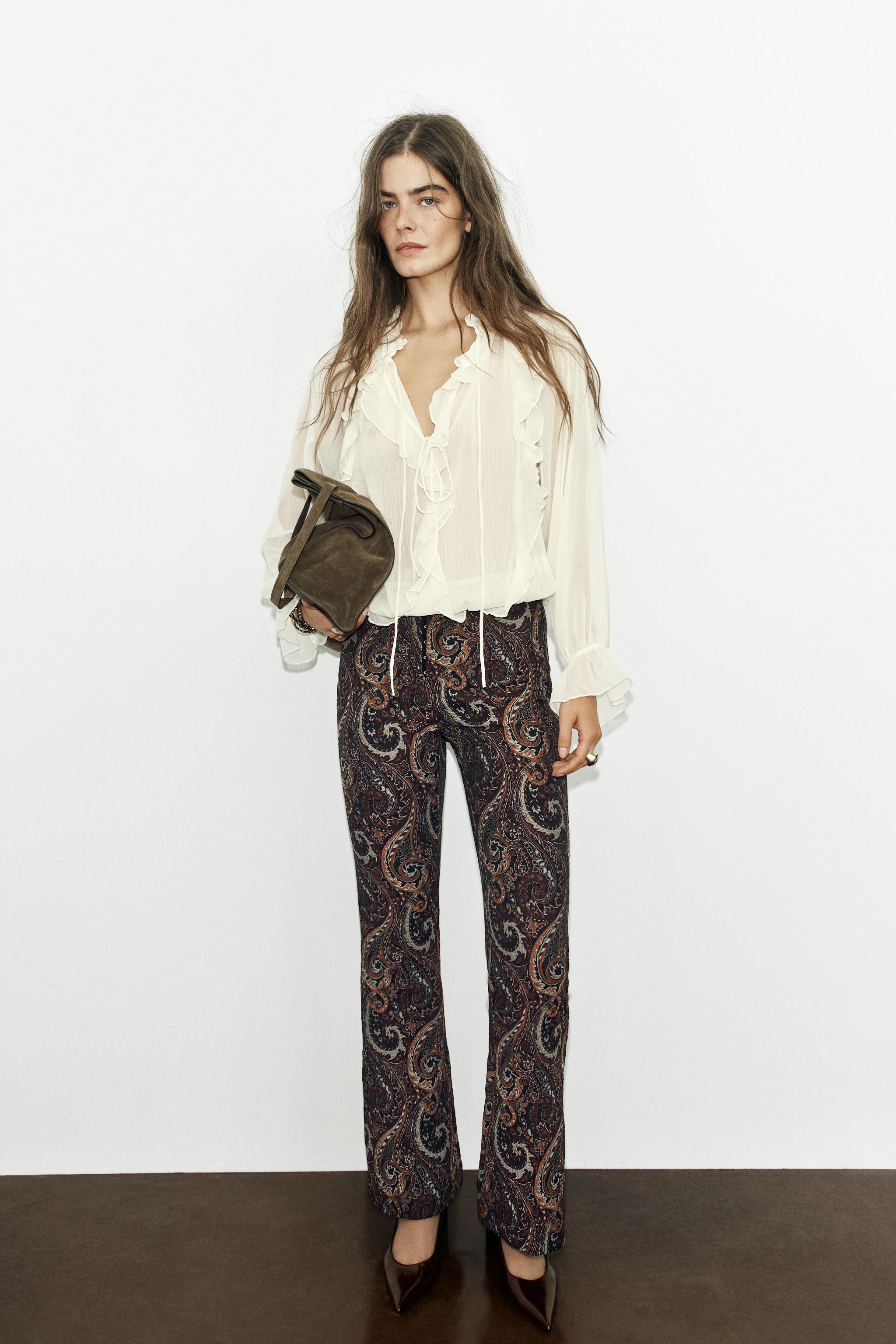 JACQUARD FLARE TROUSERS — Multicolored