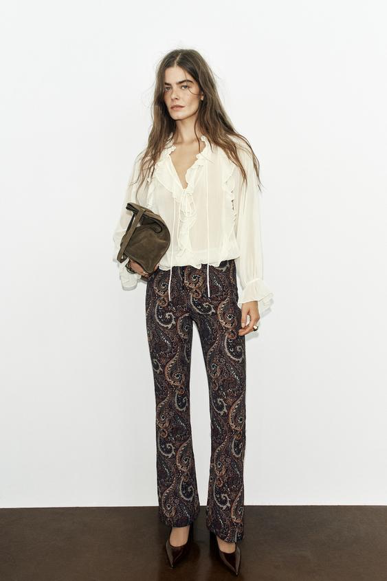 JACQUARD FLARE TROUSERS - Multicoloured by Zara - Image 0
