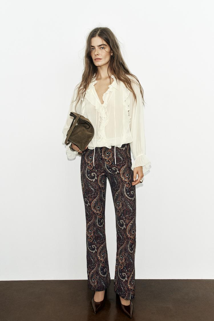 JACQUARD FLARE TROUSERS