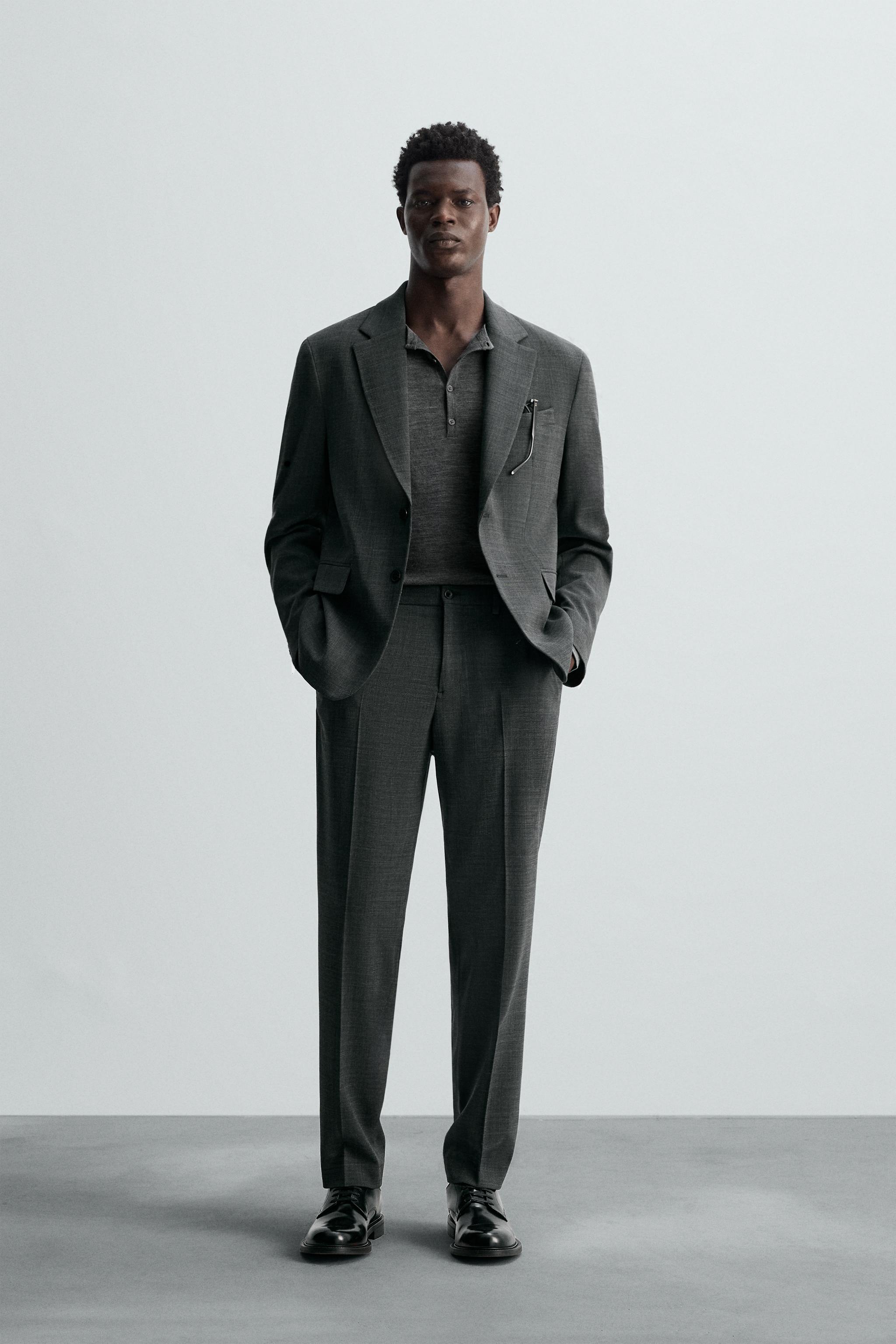 MARQLEEN NTRJACKET GALAXXY PANTS Ⅱ 上下セット TEXTURED SUIT TROUSERS - Dark grey | ZARA New Zealand