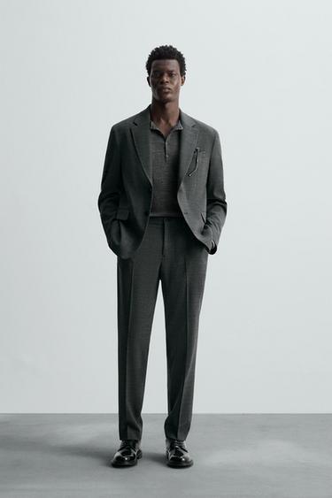 PANTALÓN TRAJE ESTRUCTURA - Gris oscuro de Zara - Imagen 0