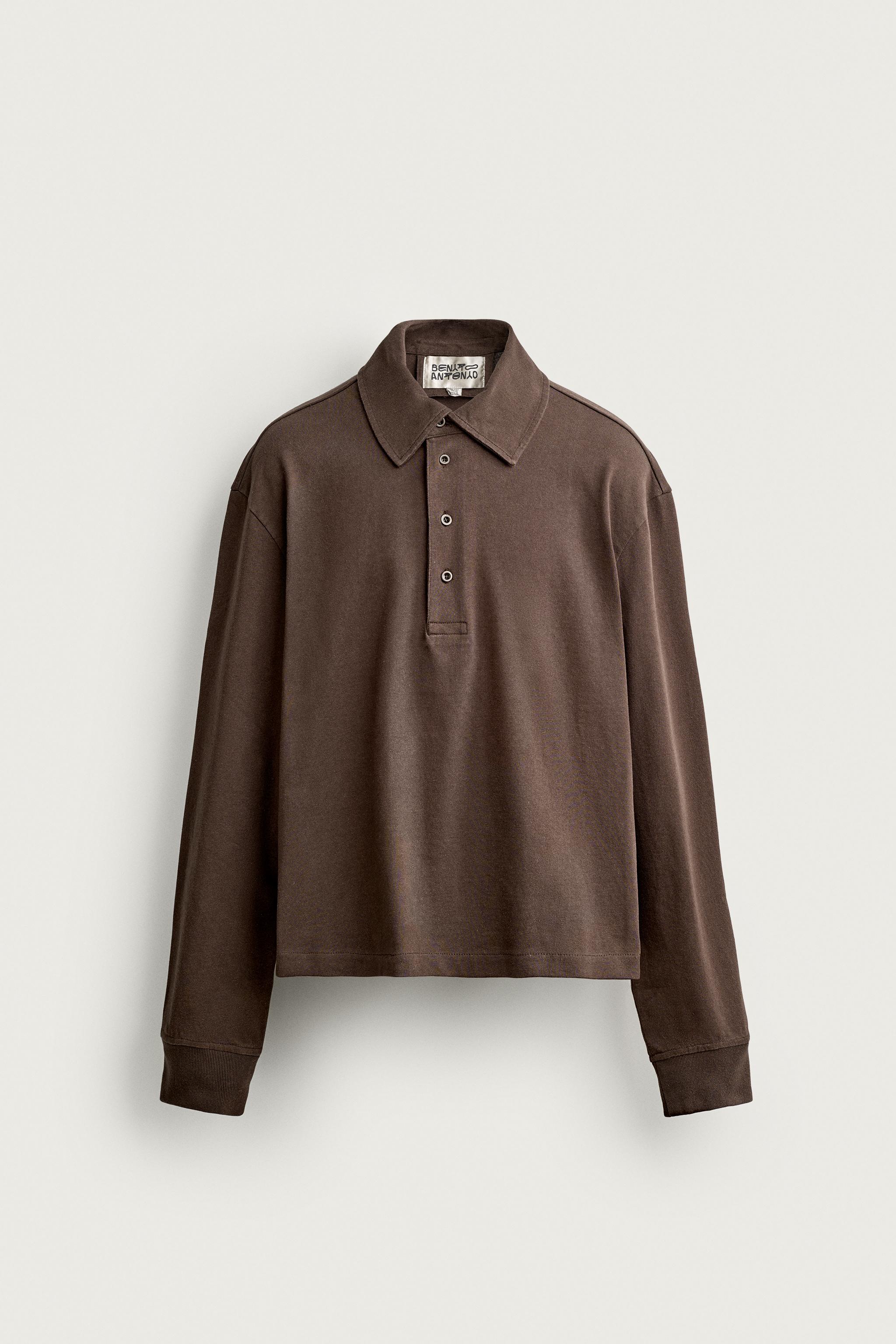 Zara PAMUKLU CROPPED FIT POLO T-SHIRT görsel 5