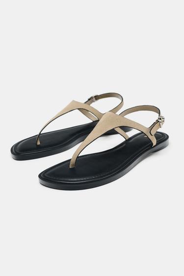 LEATHER BUCKLE-STRAP SANDALS - Sand Brown by Zara - Image 2