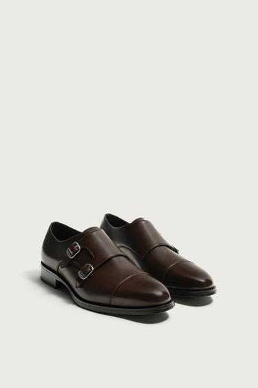 DOUBLE BUCKLE DRESS SHOES — Brown 2