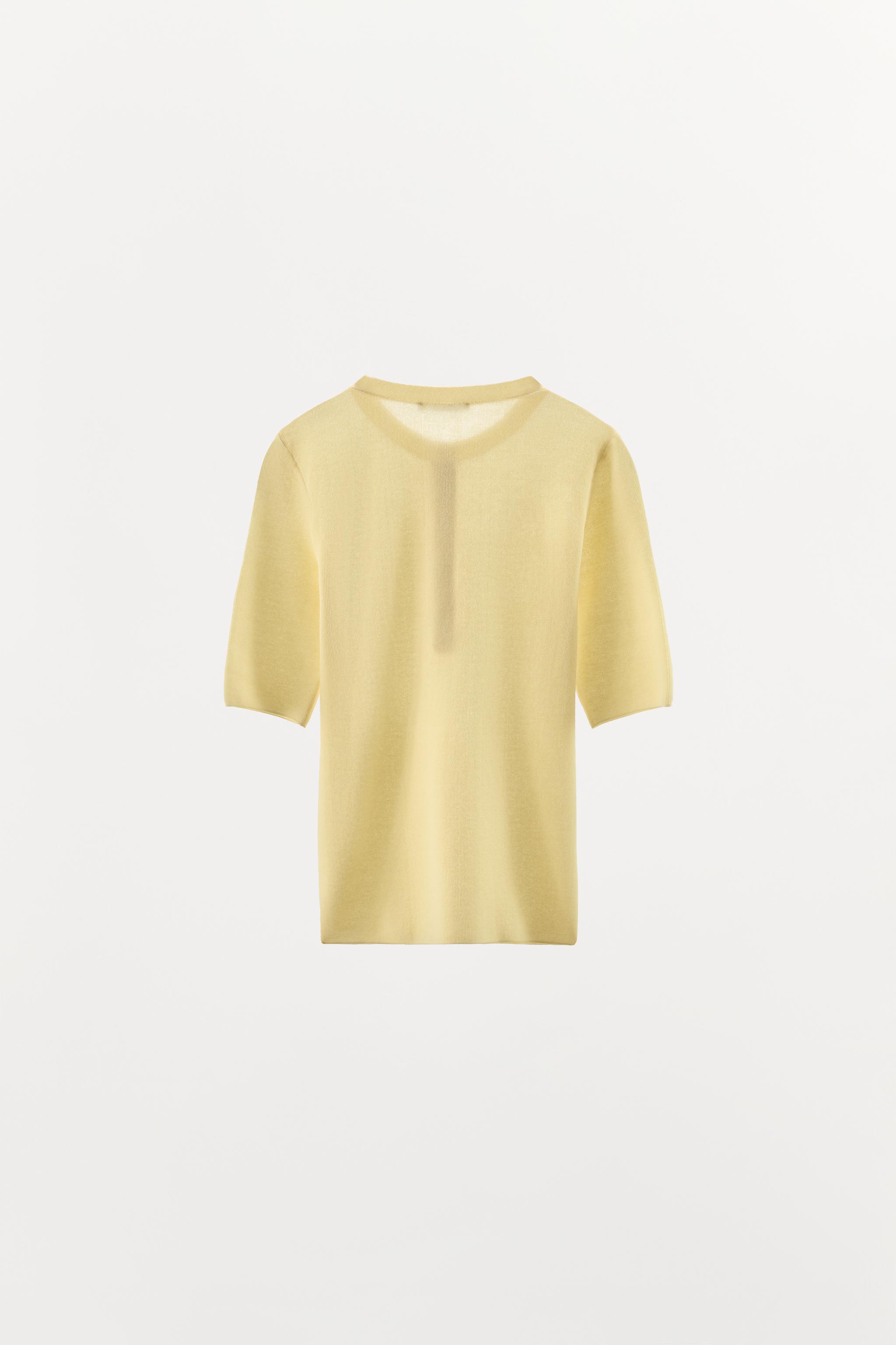 DÜĞMELİ PAMUK KARIŞIMLI T-SHIRT - Görsel 6
