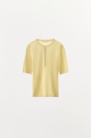 COTTON BLEND BUTTON T-SHIRT - Yellow by Zara - Image 5