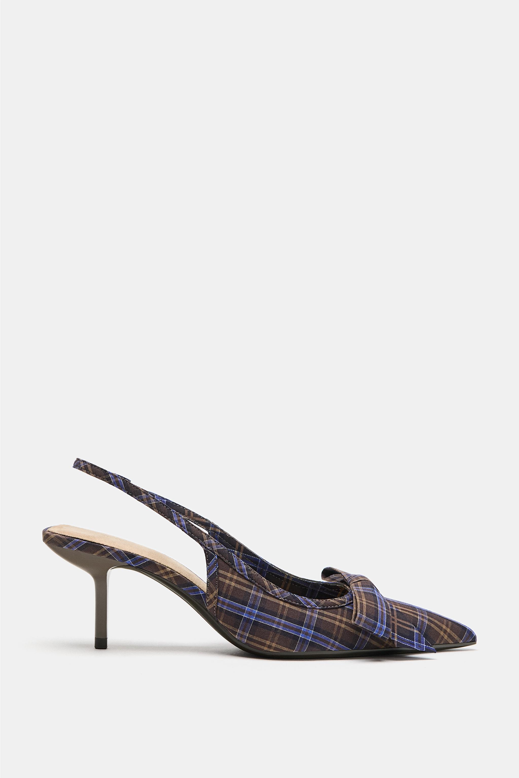 Женские туфли Zara BOW PLAID HEEL SHOES — фото 3