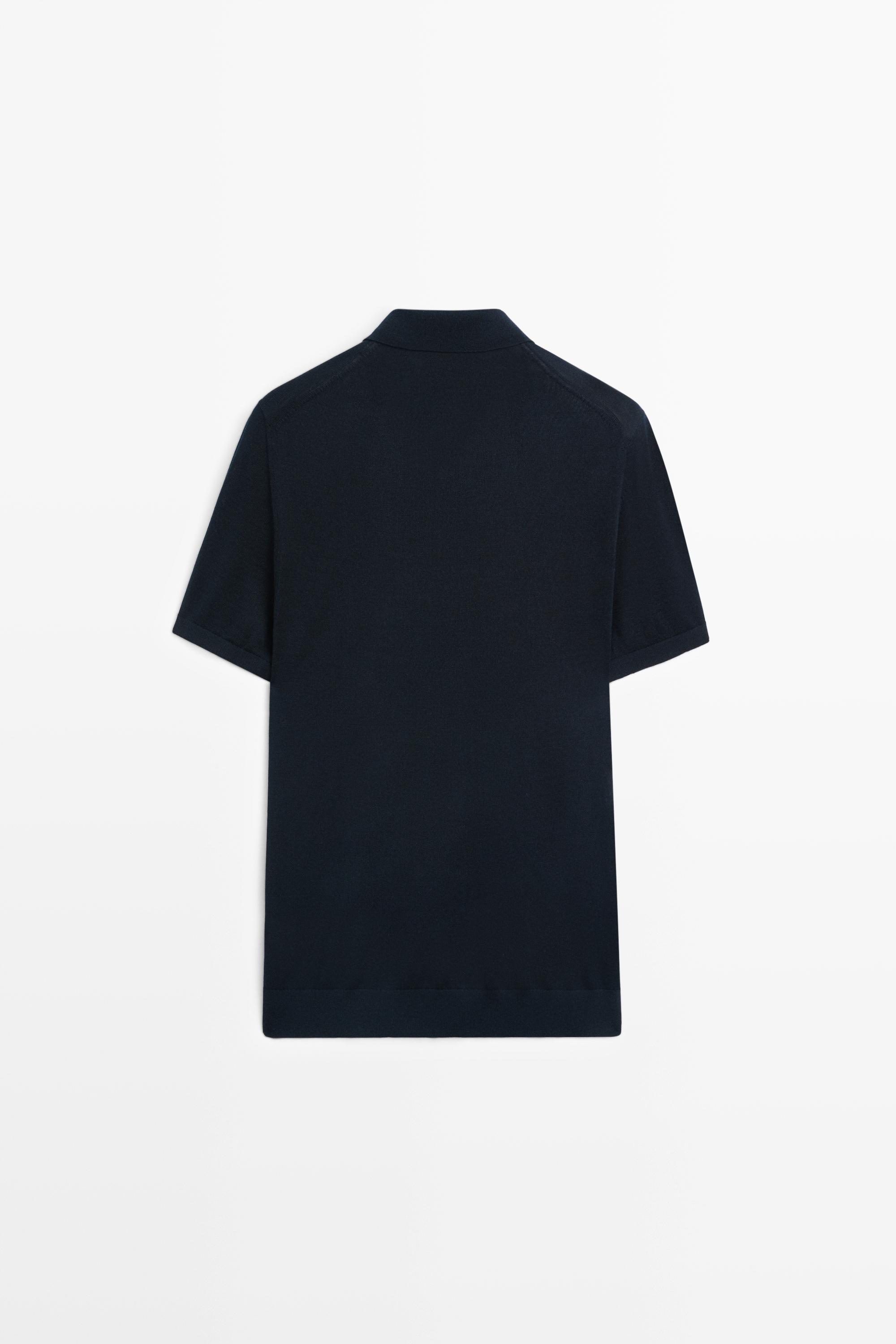 Wool blend zip-detail polo shirt