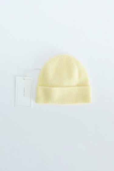 ZARA TIMELESS — ШАПКА ИЗ 100% КАШЕМИРА — СВЕТЛО-ЖЕЛТЫЙ от Zara