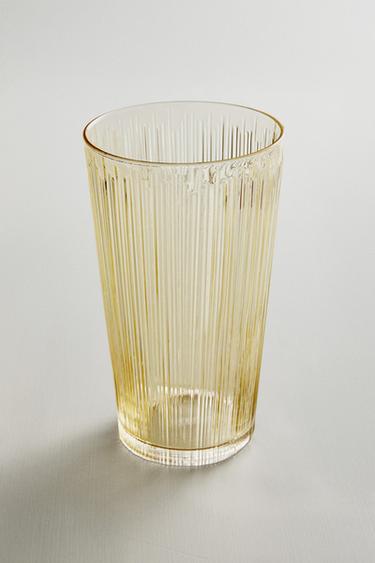 DECORATIVE TALL GLASS VASE - Yellow by Zara