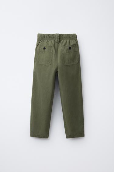 ELASTIC TEXTURED TROUSERS - Khaki by Zara - Image 1