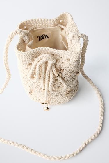 SAC BANDOULIÈRE CROCHET DÉTAILS BLEU MARINE - Blanc écru de Zara - Image 3