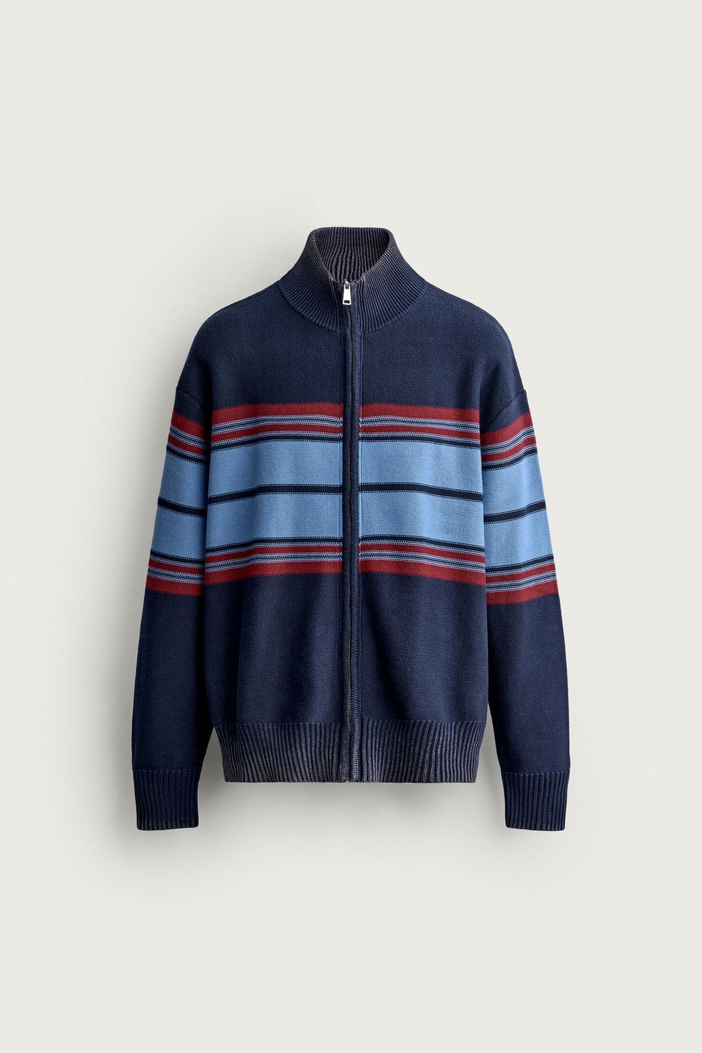 COLOUR BLOCK WASHED CARDIGAN