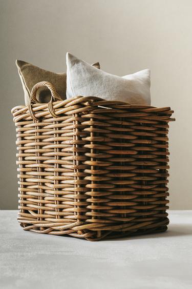 LARGE CHUNKY RATTAN BASKET - Light beige by Zara - Image 5