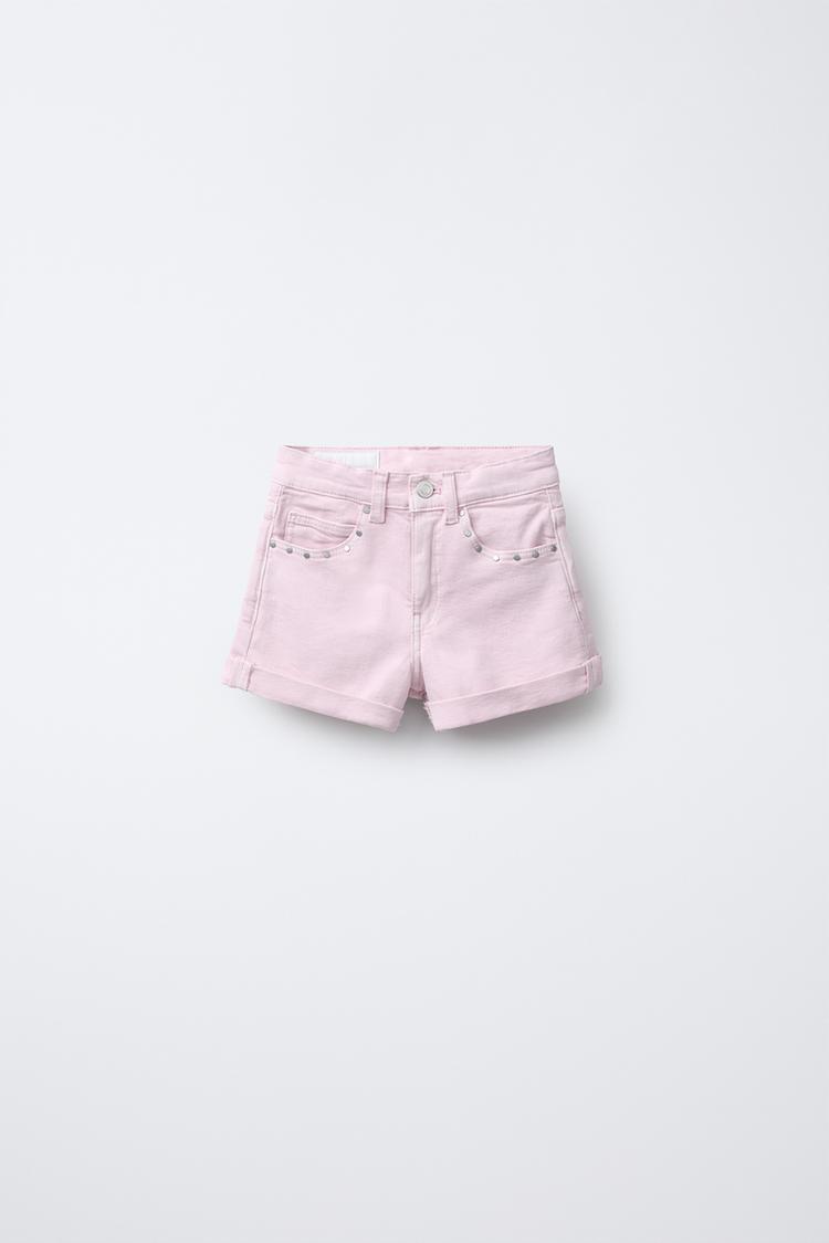STUDDED DENIM BERMUDA SHORTS