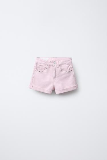 ДЖИНСОВЫЕ ШОРТЫ С ЗАКЛЕПКАМИ — РОЗОВЫЙ от Zara — изображение 0