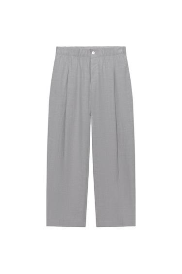 CROPPED ELASTICATED TROUSERS - Grey by Zara