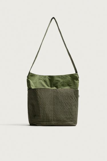 Zara FABRIC SHOPPER BAG - Green