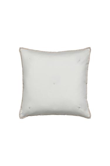 CAPA DE ALMOFADA DE CETIM E LINHO COM PONTOS - Branco-marfim da Zara