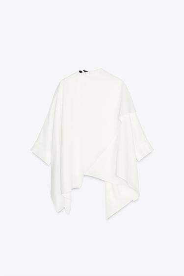 TOP كاب بزر حلية ZW COLLECTION - أبيض مكسور الخاص بـ Zara