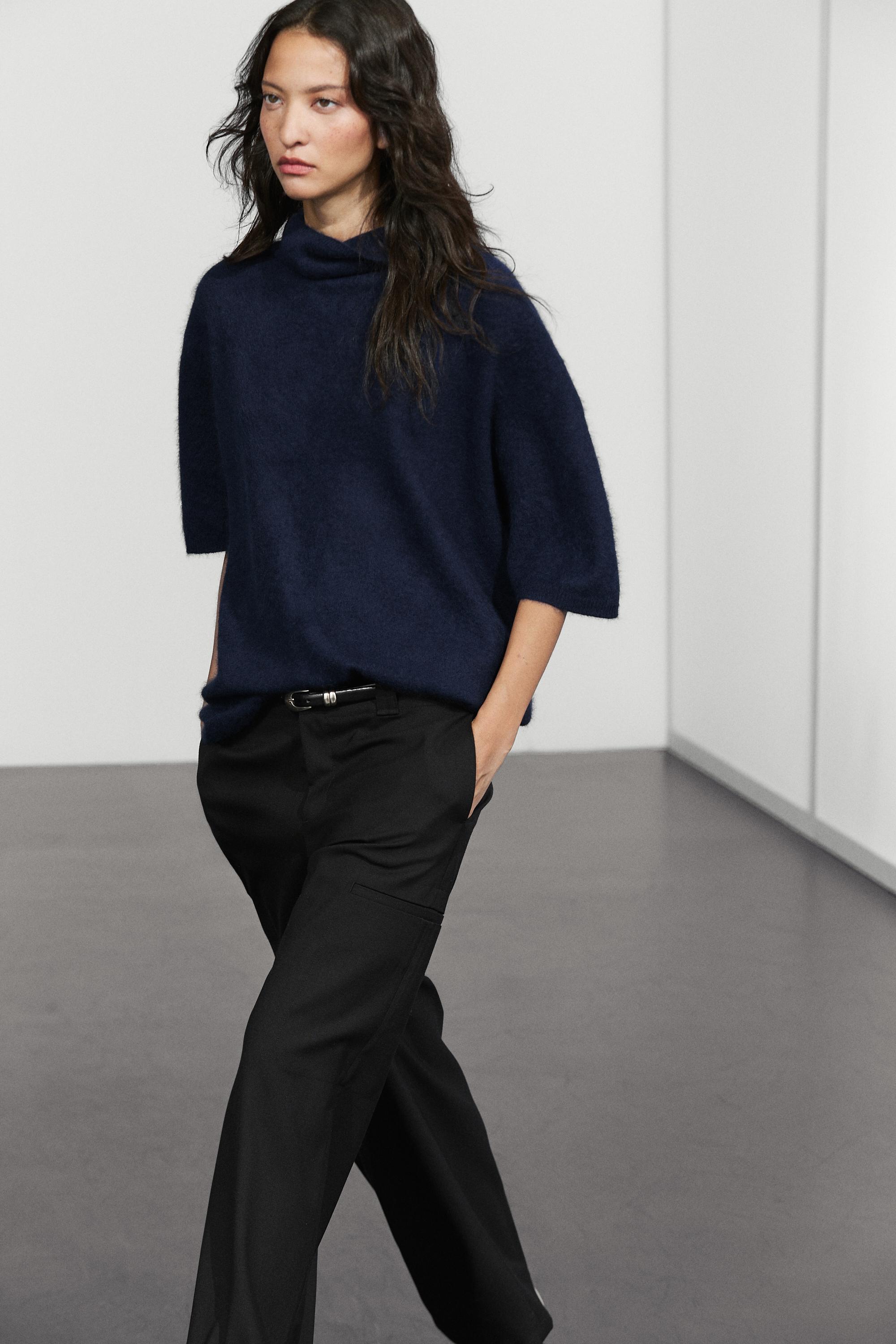 100% wool oversize short-sleeve knit sweater