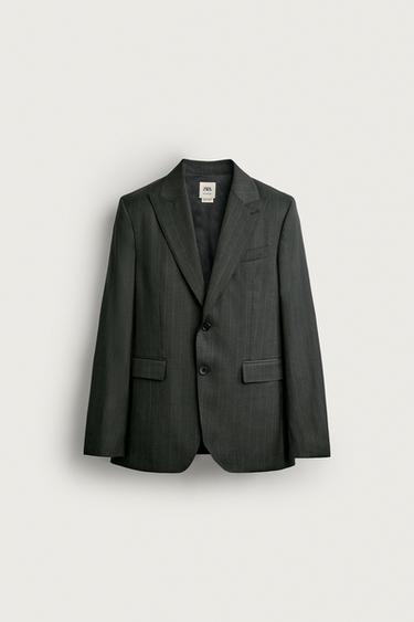 КОСТЮМНЫЙ БЛЕЙЗЕР В ТОНКУЮ ПОЛОСКУ ИЗ 100% ШЕРСТИ — ЗЕЛЕНЫЙ / СЕРЫЙ от Zara