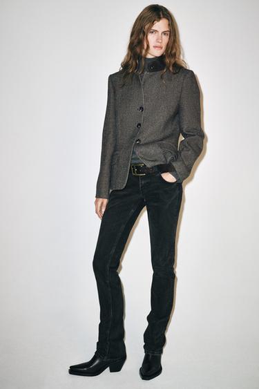 ZW COLLECTION FITTED WOOL BLAZER — Gray / Tan 2