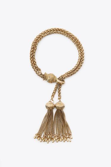 Zara FRINGED METAL BRACELET - Golden