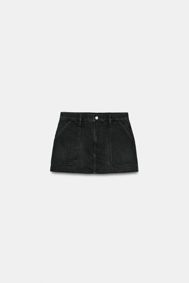 FALDA PANTALÓN DENIM - Negro de Zara