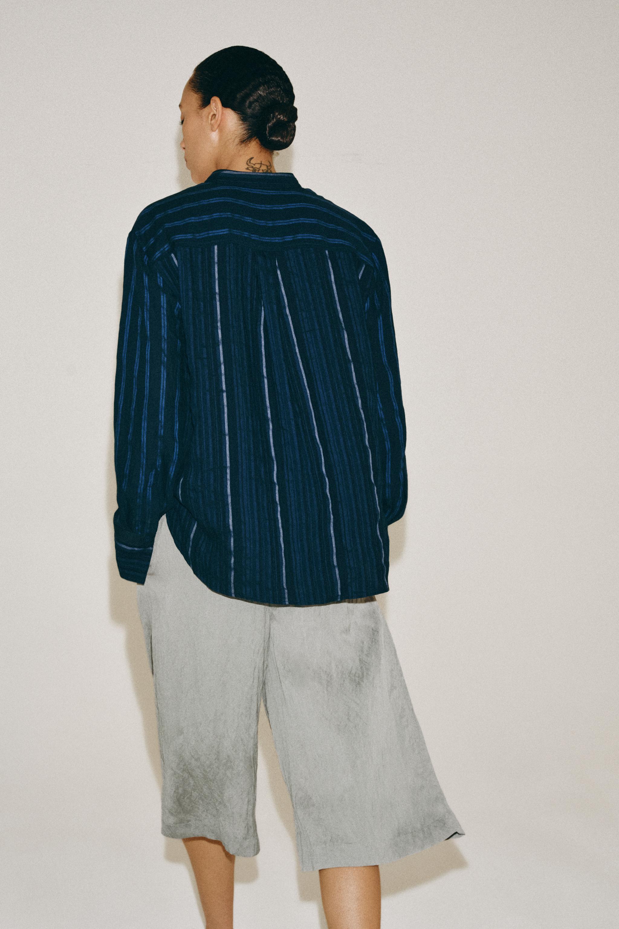 ZW COLLECTION STRIPED BIB SHIRT