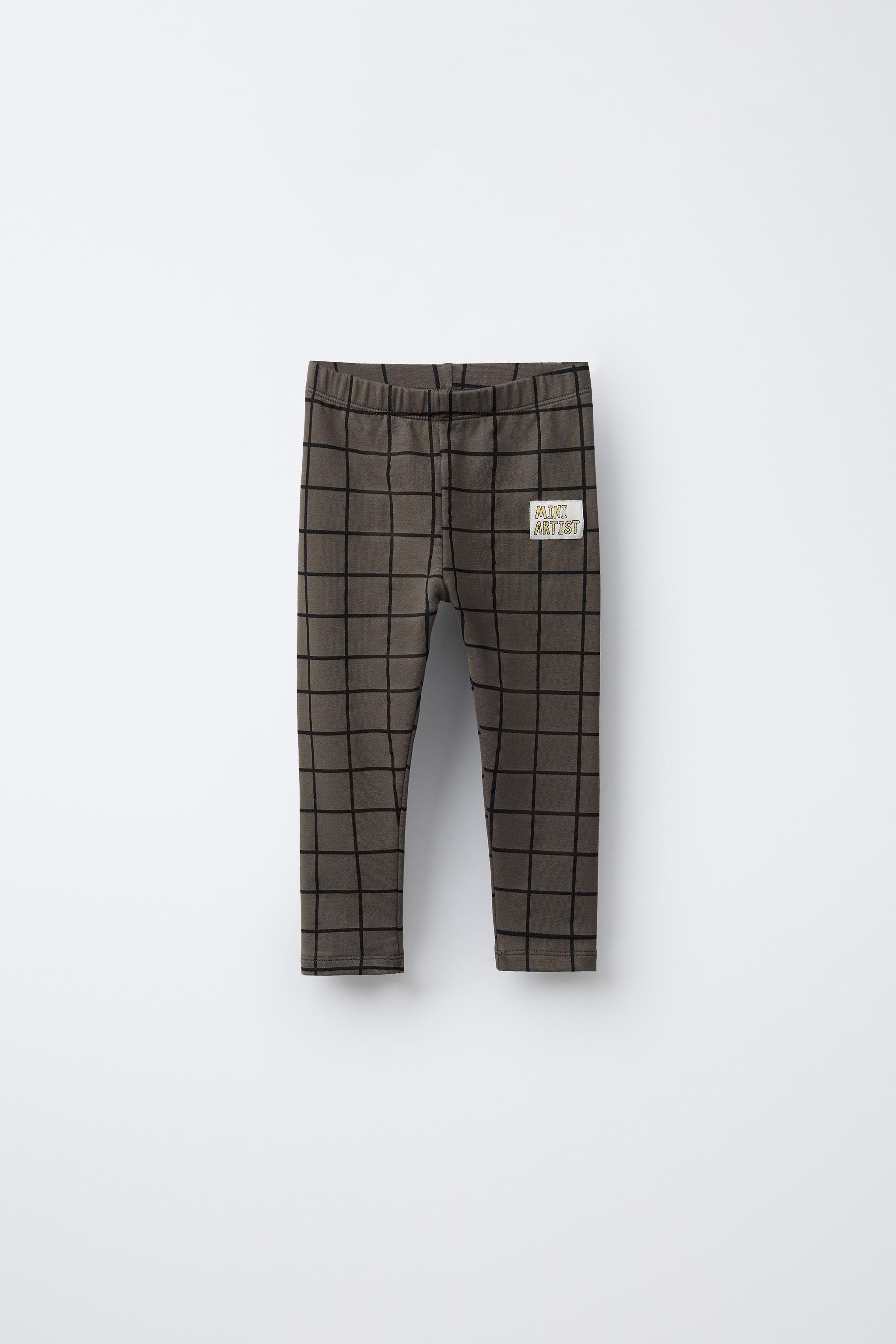 CHECKED LEGGINGS WITH LABEL DETAIL Beige ZARA Ireland