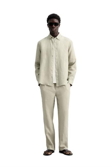 100% LINEN TROUSERS - Light beige by Zara