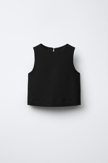 TOP APPLIQUÉ PLUMES AMOVIBLES - Noir de Zara - Image 1