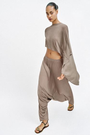 TOP CAPE ASYMÉTRIQUE - Sable de Zara - Image 2