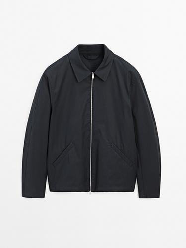 Zara Water-repellent 100% cotton jacket - Navy blue