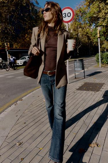 OVERSIZE DOUBLE-BREASTED BLAZER - Brown / Ecru by Zara - Image 0