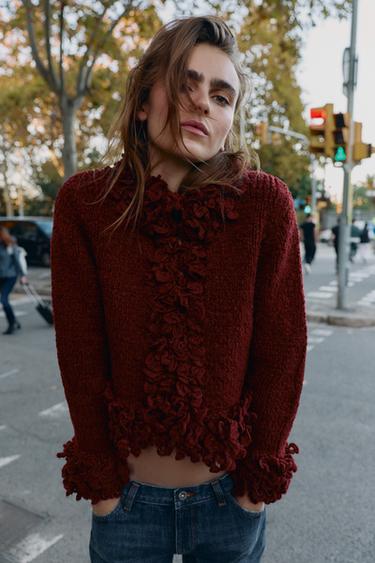 ΠΛΕΚΤΗ ΖΑΚΕΤΑ ΜΕ ΚΡΟΣΣΙΑ - Κόκκινο Βουργουνδίας του Zara