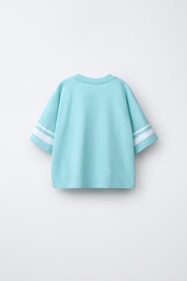 NUMBER AND STRIPE PRINT T-SHIRT - Turquoise by Zara - Image 1