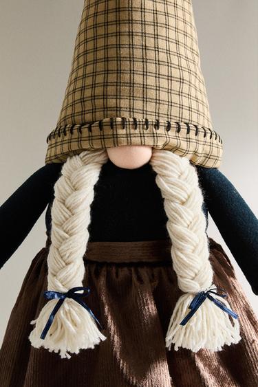 GNOME WITH BRAIDS CHRISTMAS DECORATION - Brown by Zara - Image 1