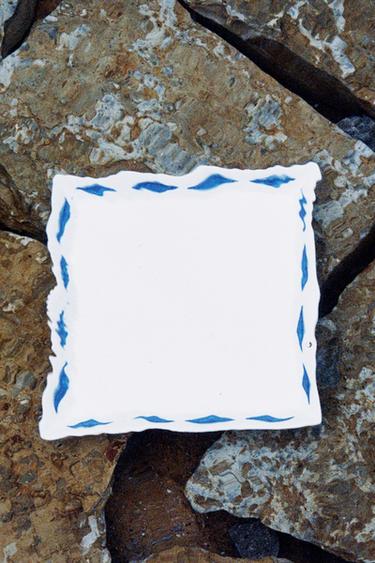 PIATTO DESSERT CERAMICA ROMBI X FANGLU LIN - Bianco di Zara
