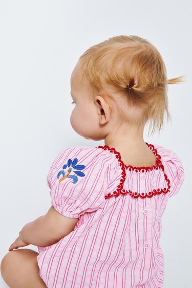 КОМБИНЕЗОН В ПОЛОСКУ С ВЫШИВКОЙ SISSEL EDELBO X ZARA KIDS — РОЗОВЫЙ от Zara