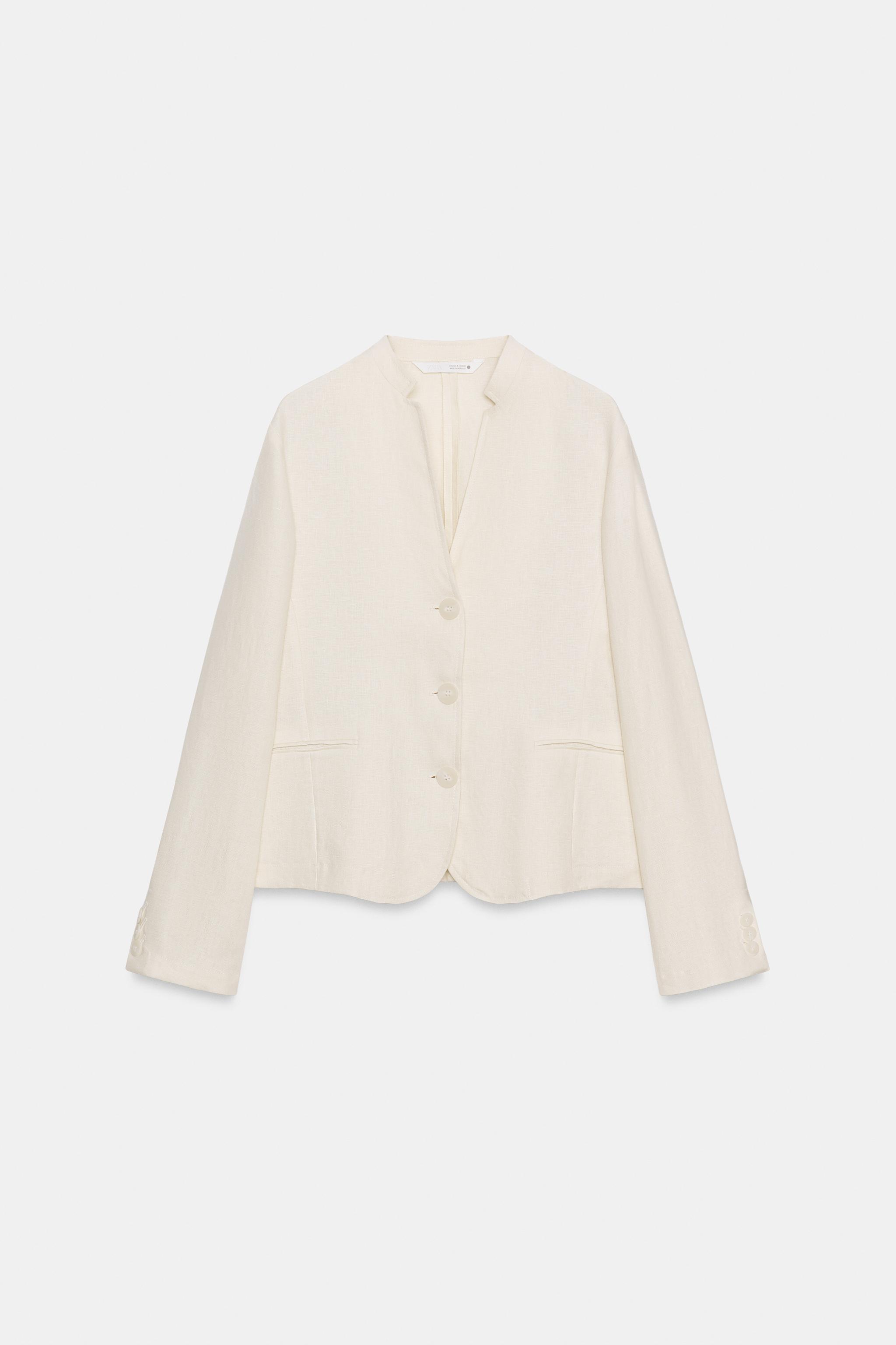 Женские пиджаки Zara ZW COLLECTION 100% LINEN BLAZER — фото 6