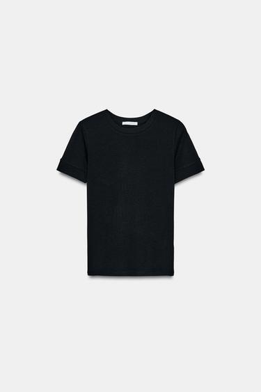 Zara SHORT SLEEVE T-SHIRT - Black