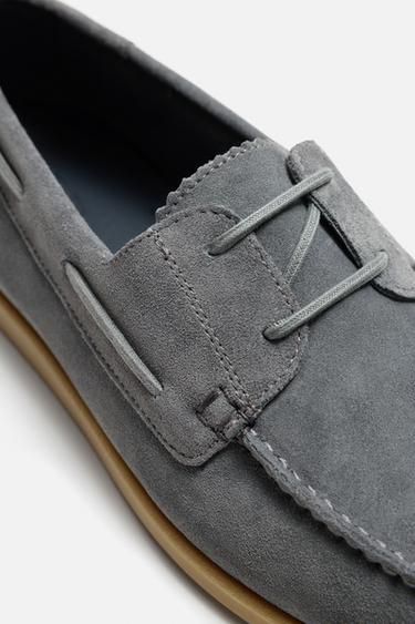 LEATHER DECK SHOES - Blue by Zara - Image 4