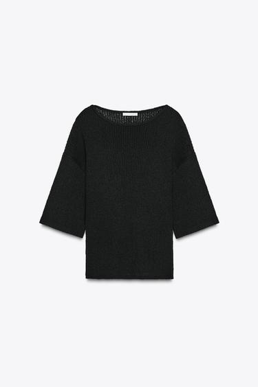 Zara 短版斗篷針織衫 - 黑色