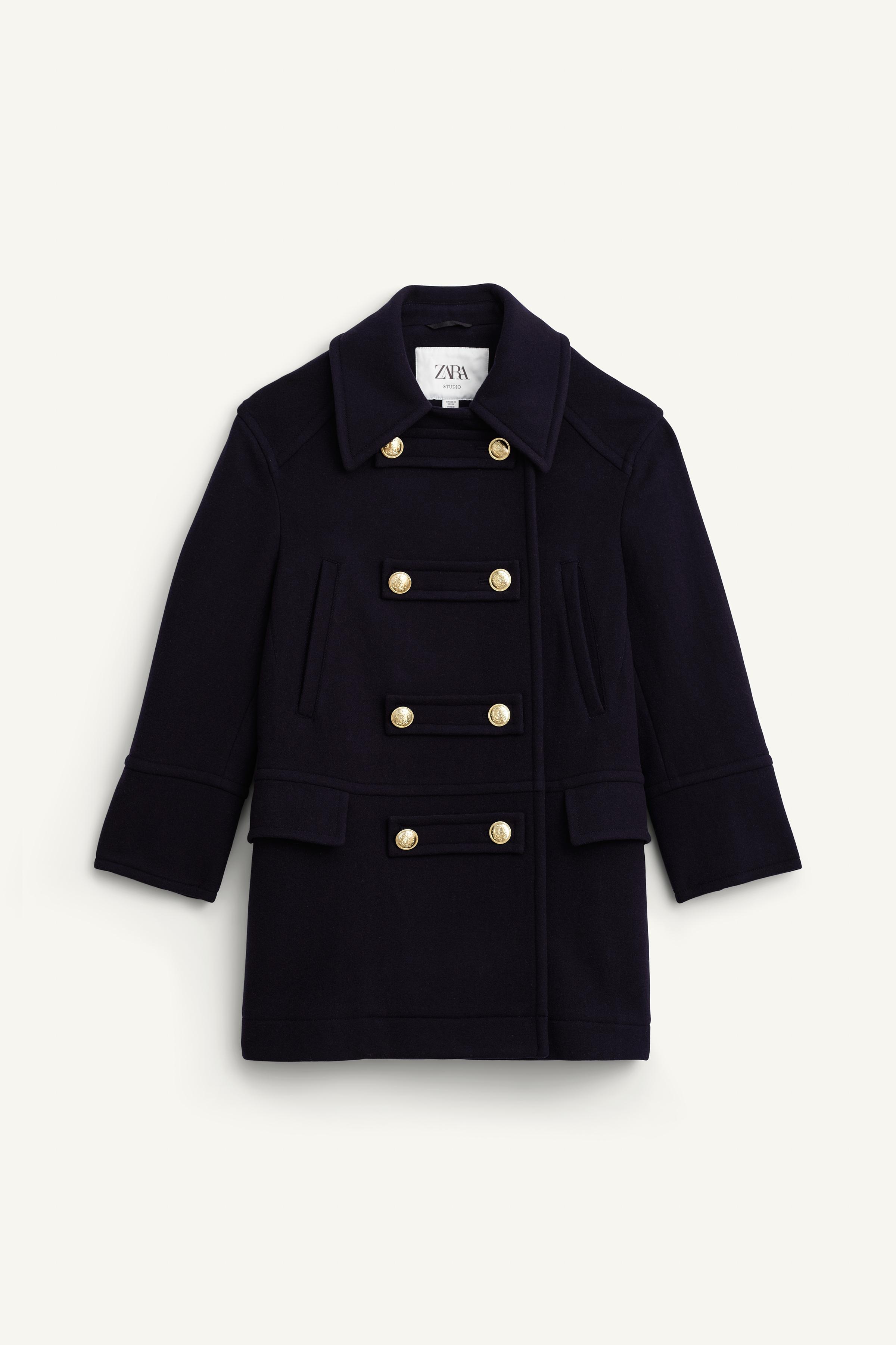 ZARA ショートウールブレンドコート ネイビー ZARA ショートウールブレンドコート ネイビー ZARA ショート